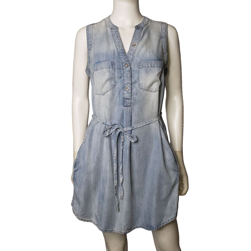 Holding Horses Light Blue Chambray Sleeveless Denim Dress Womens Size 4